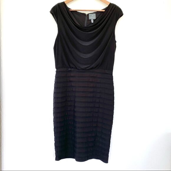 Adrianna Papell cocktail dress with cowl neckline & cap sleeves - Picture 1 of 16
